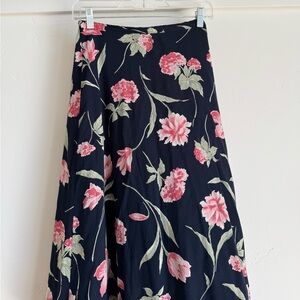 90s Floral Midi Skirt